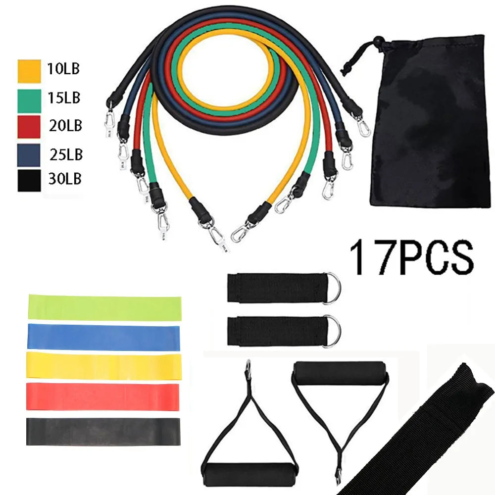 17 Pieces Resistance Bands Set-Geeked Rehab