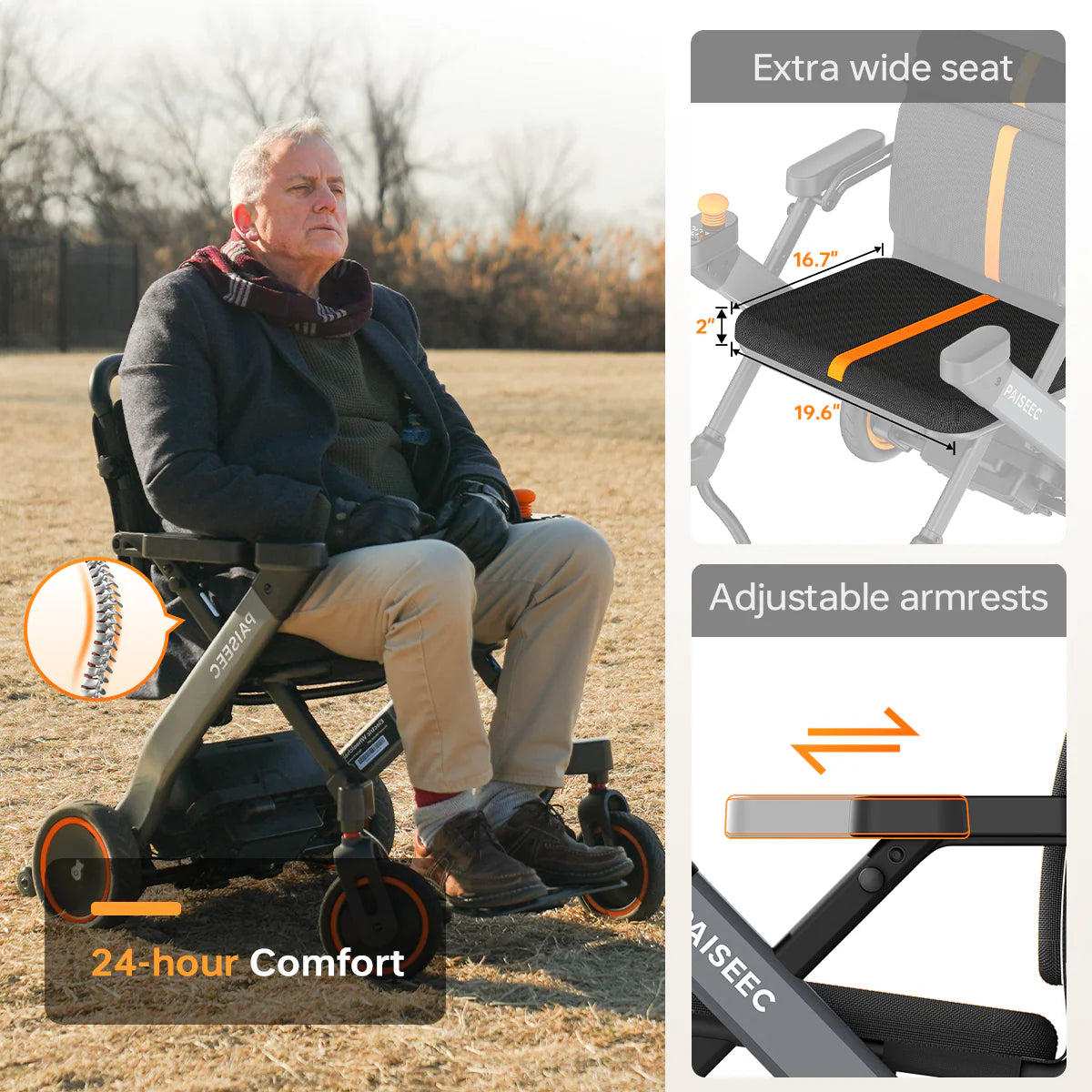 Paiseec 2-in-1 Electric Wheelchair W1-Geeked Rehab